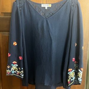 Elegant Navy Embroidered Blouse
